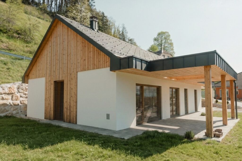Montažna hiša Rihter prilagojena ozki parceli